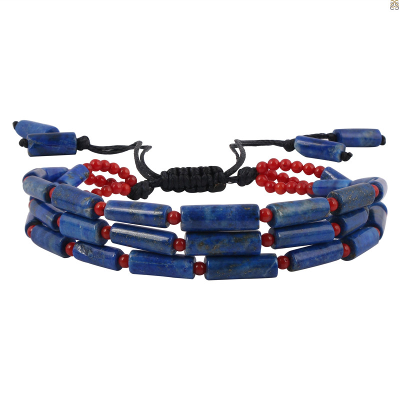 Lapis / Red Coral Beaded Bracelet BDD-11-109