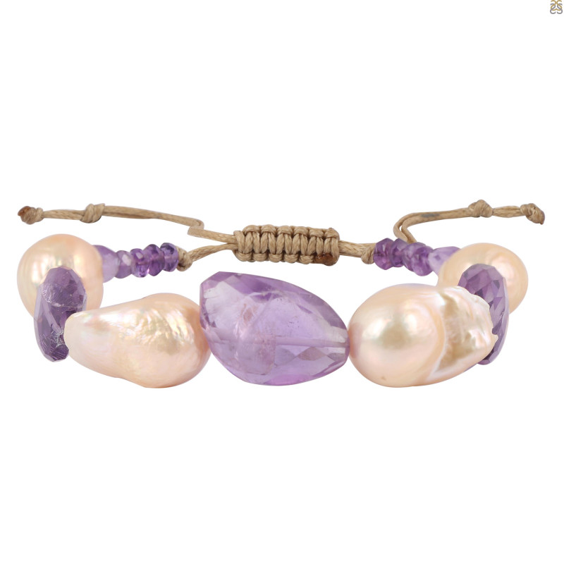 Pearl / Amethyst Beaded Bracelet BDD-11-114