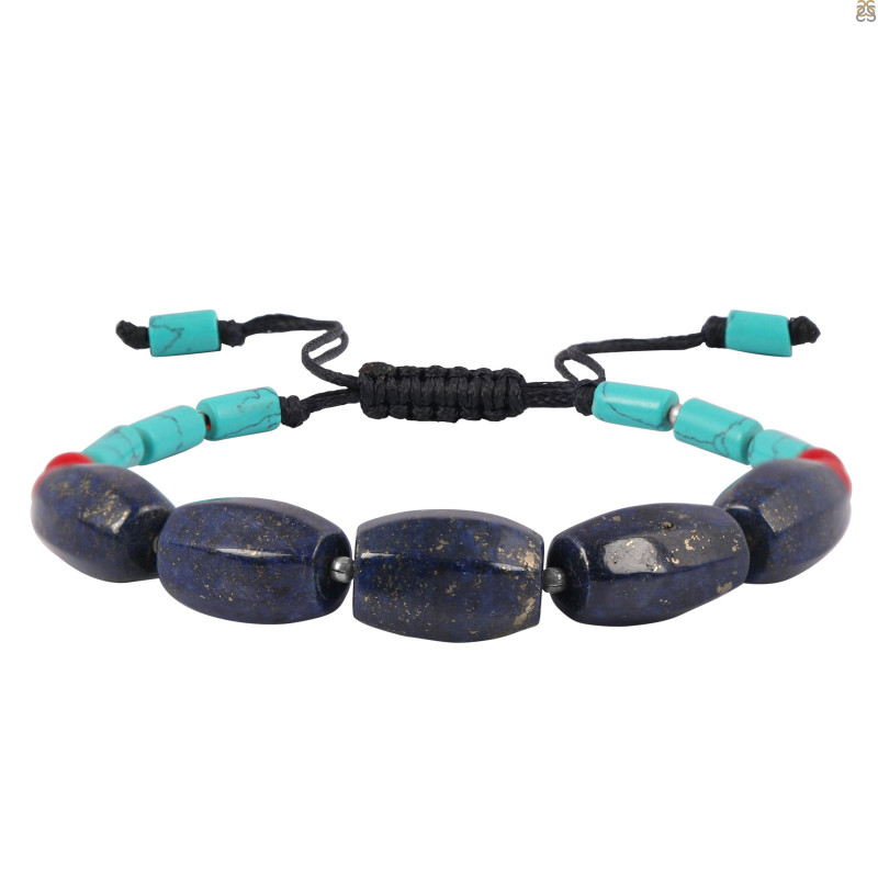 Lapis / Turquoise / Red Coral Beaded Bracelet BDD-11-116