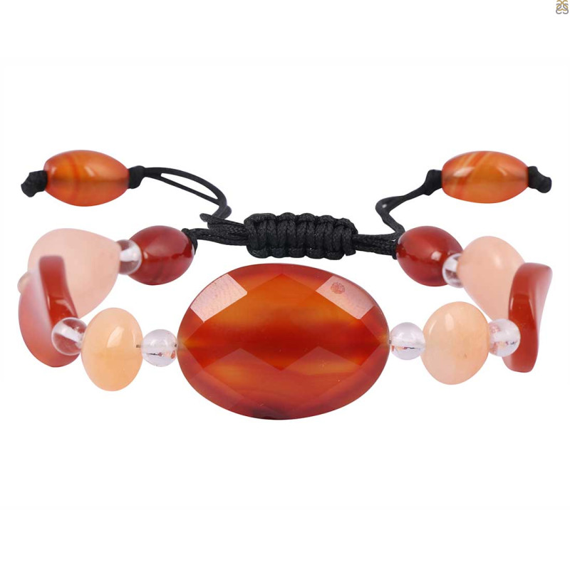Peach / Moonstone / Crystal / Carnelian Beaded Bracelet BDD-11-131