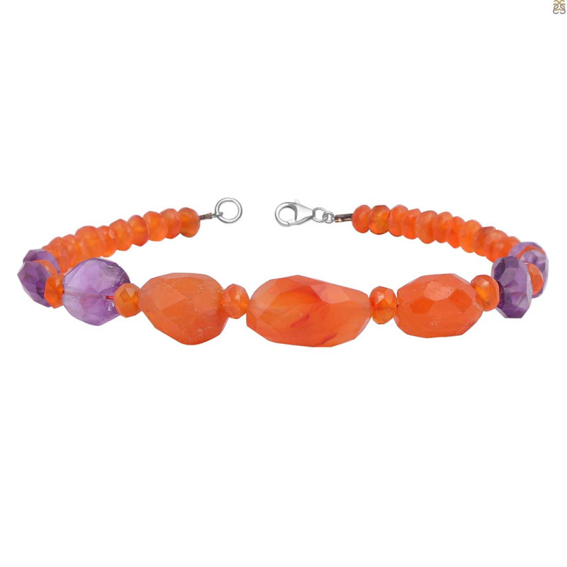 Carnelian / Amethyst Beaded Bracelet BDD-11-151
