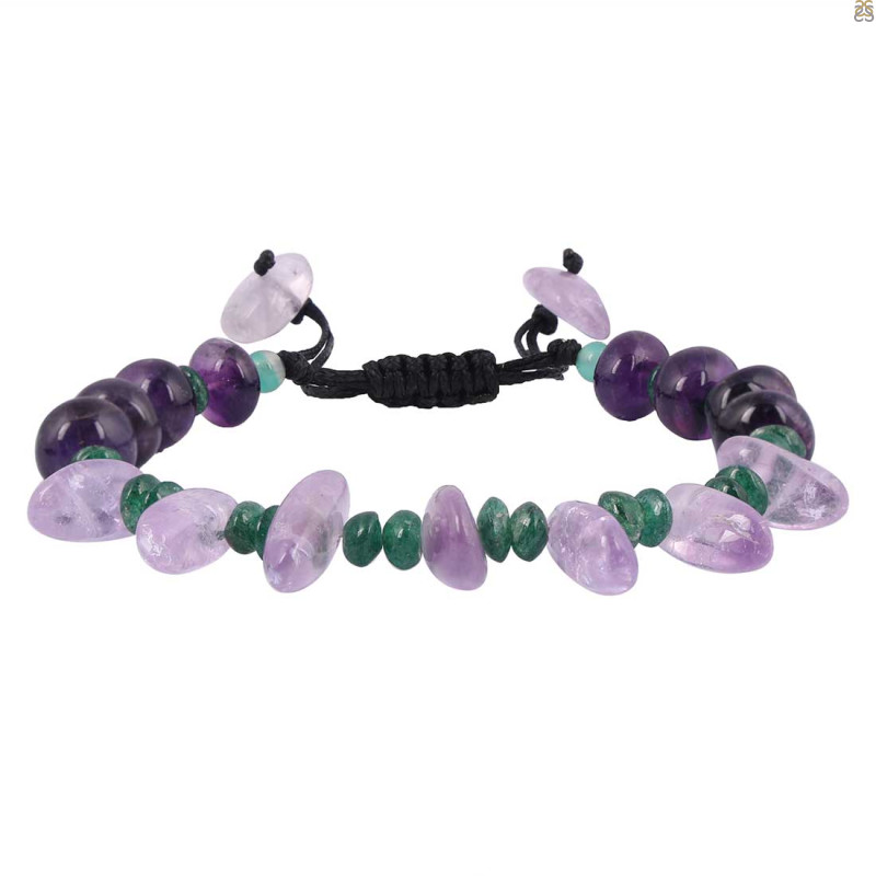 Amethyst / Green Onyx Beaded Bracelet BDD-11-175