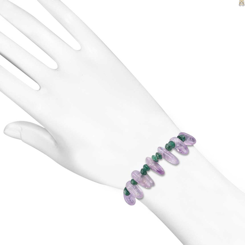 Amethyst / Green Onyx Beaded Bracelet BDD-11-175
