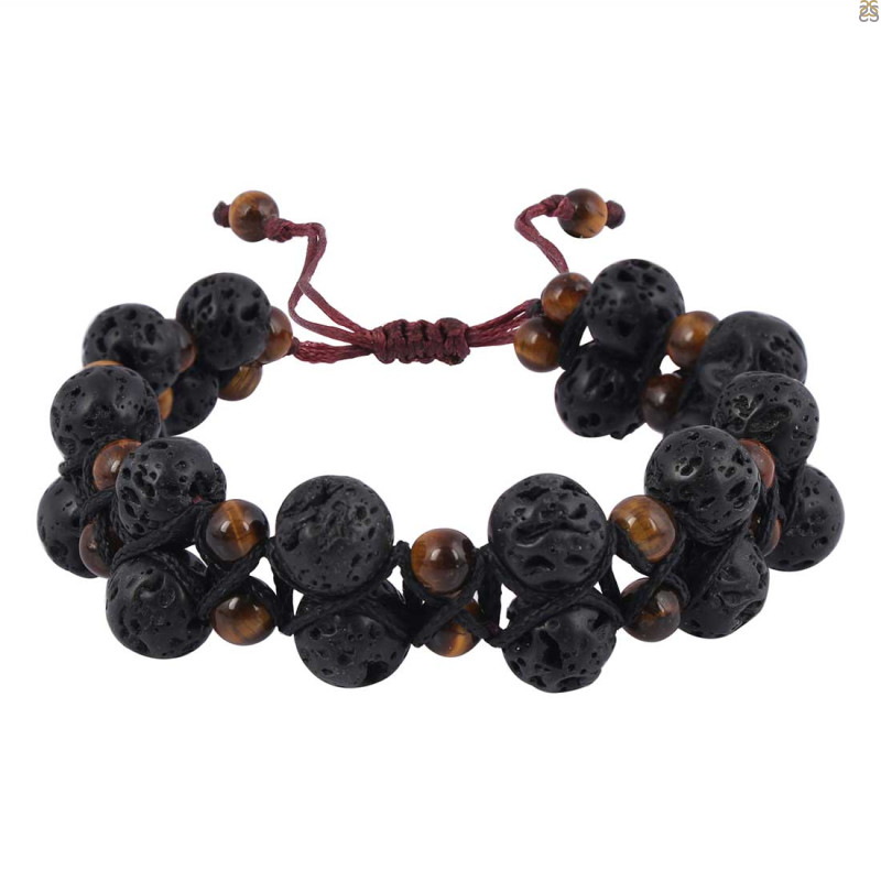 Lava / Tiger Eye Beaded Bracelet BDD-11-186