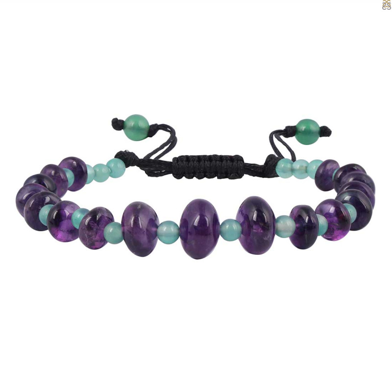 Green Onyx / Amethyst Beaded Bracelet BDD-11-187