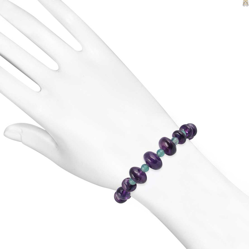 Green Onyx / Amethyst Beaded Bracelet BDD-11-187