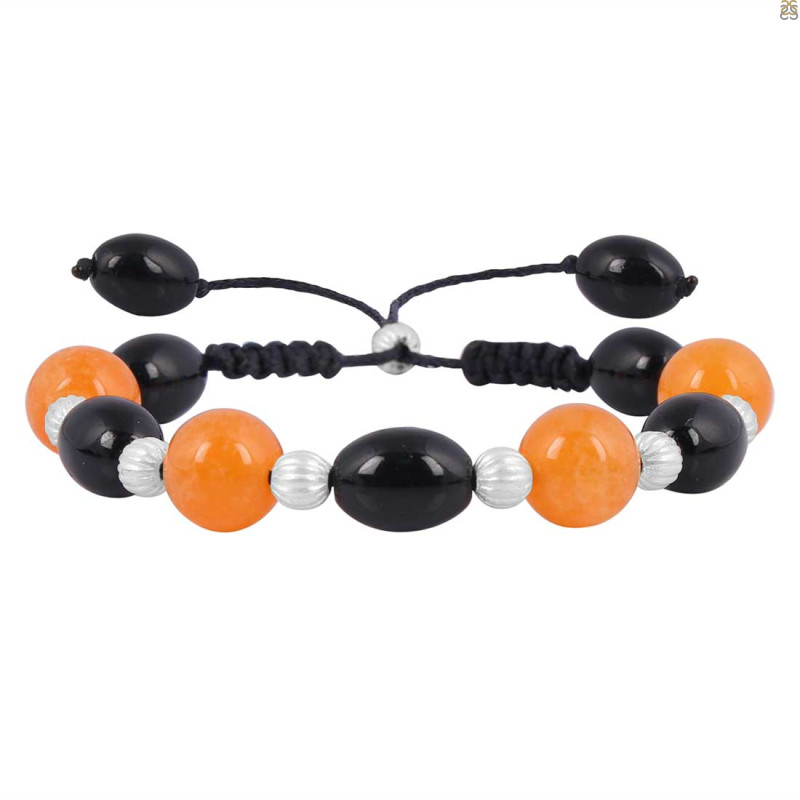 Carnelian / Black Spinel Beaded Bracelet BDD-11-193