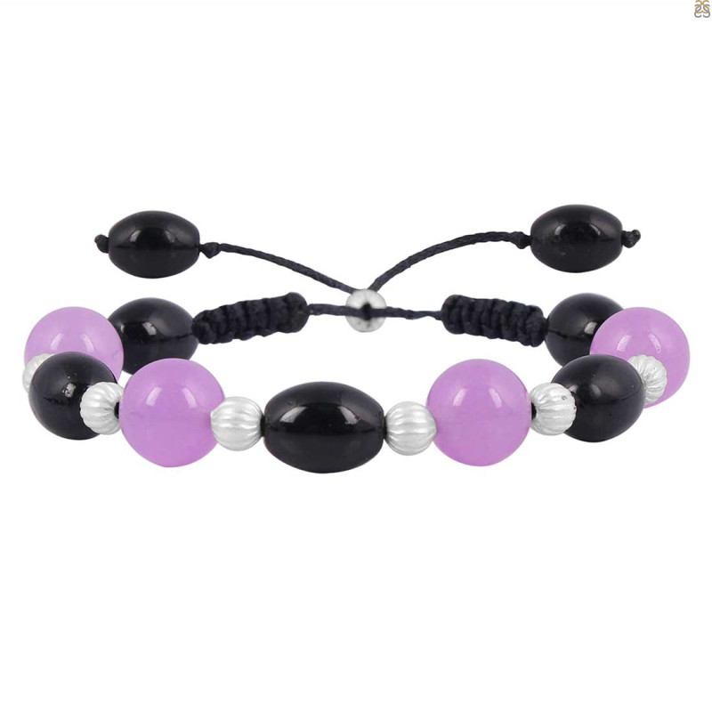 Chalcedony / Black Spinel Beaded Bracelet BDD-11-198