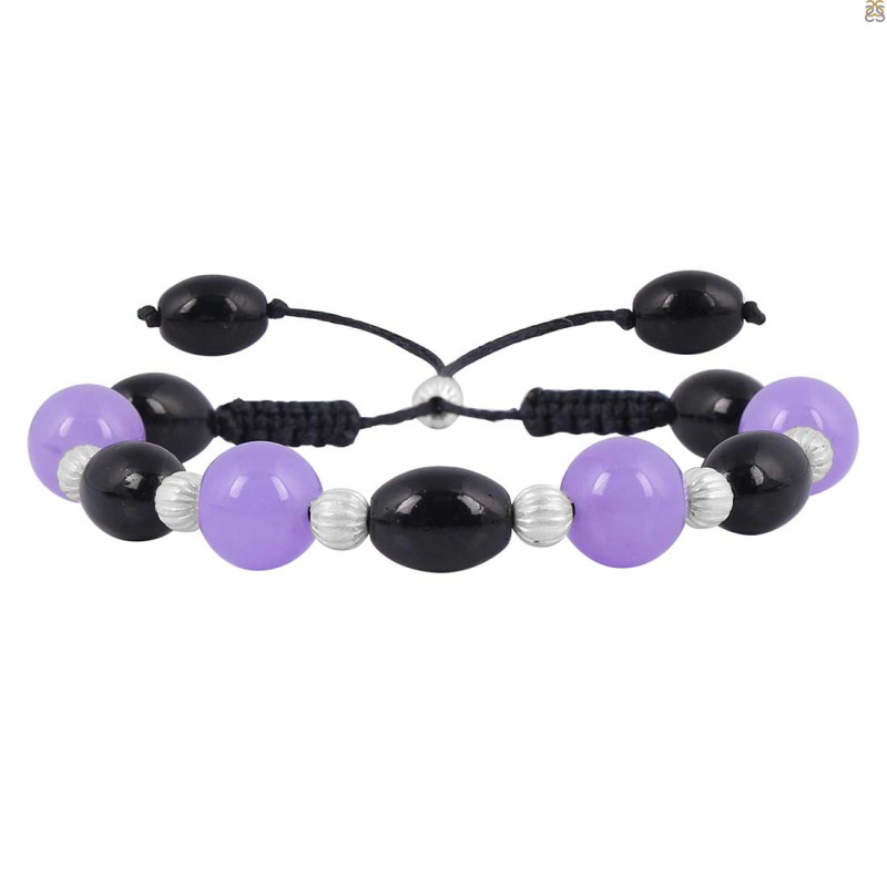 Chalcedony / Black Spinel Beaded Bracelet BDD-11-199