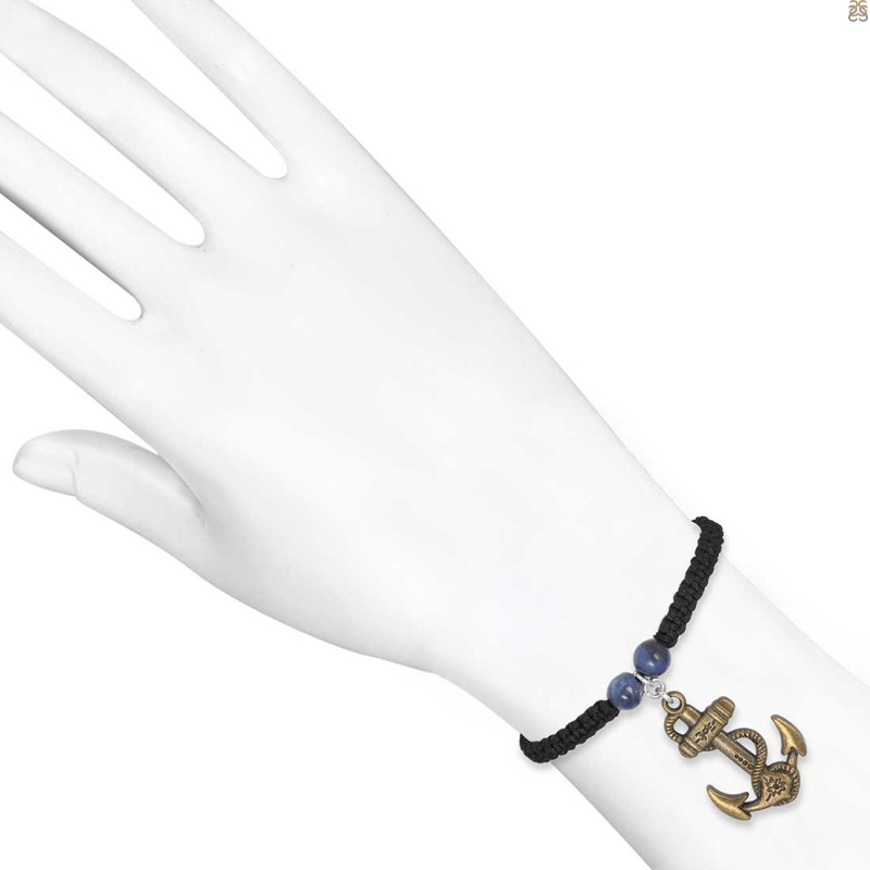Anchor Antiqued Charm / Sodalite Beaded Bracelet BDD-11-202