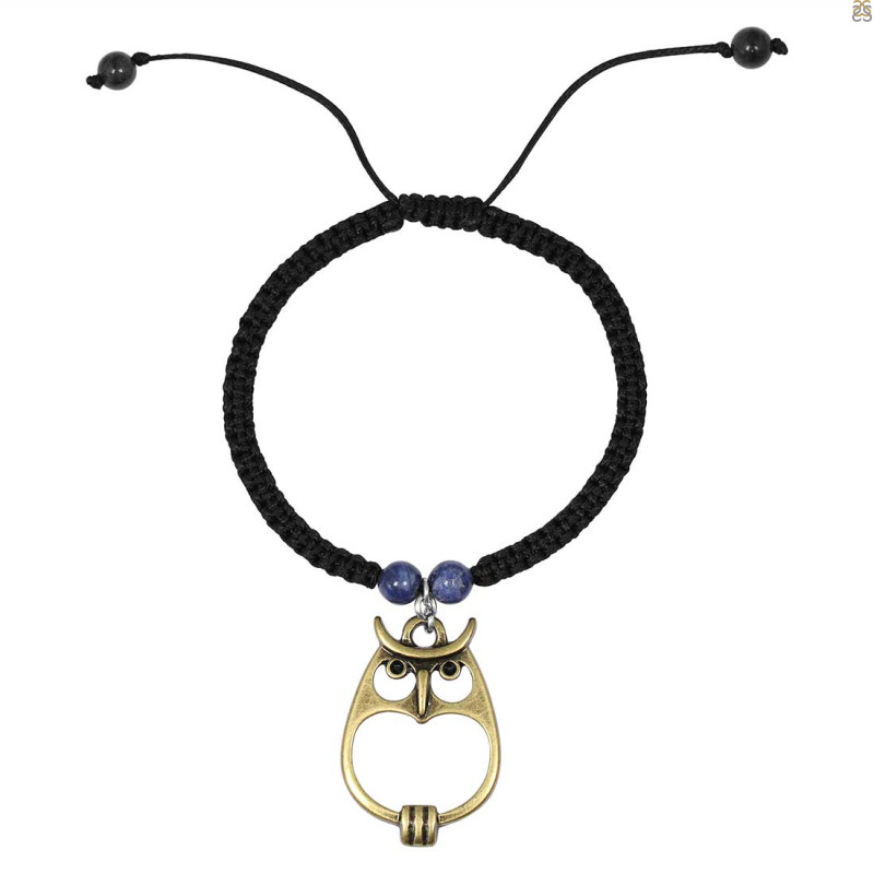 OWL Bird Cabochon Charm / Sodalite Beaded Bracelet BDD-11-203