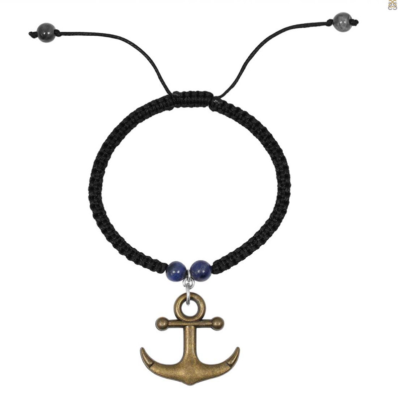 Vintage Anchor Charm / Sodalite Beaded Bracelet BDD-11-206