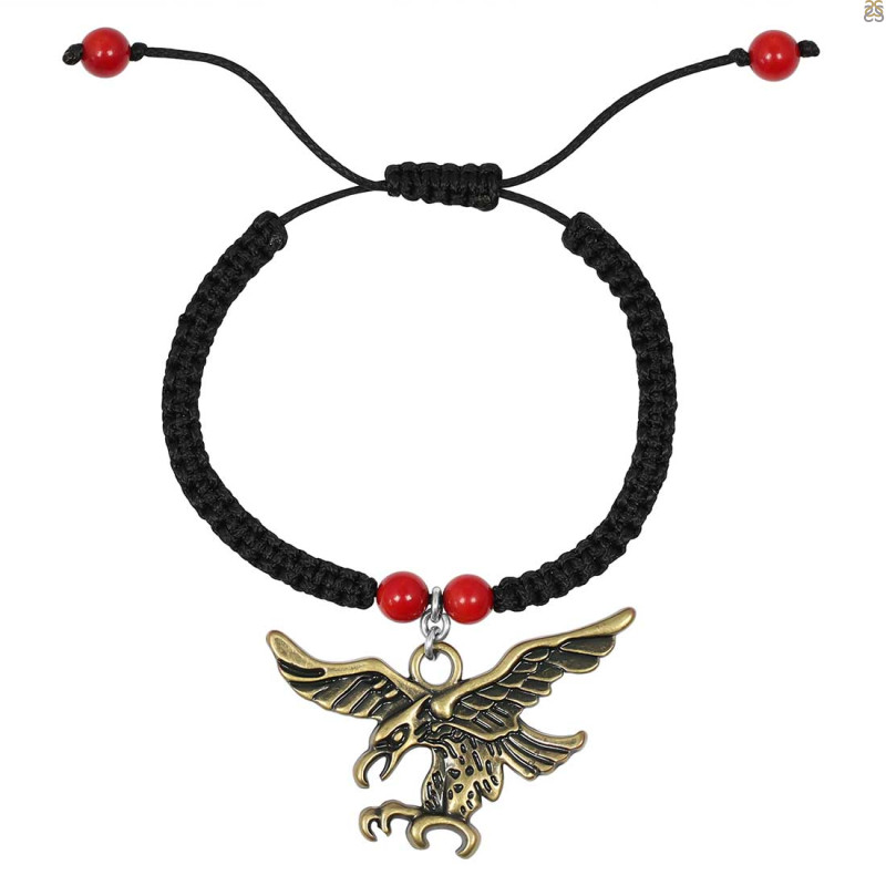 Red Coral / Eagle Amulet Charm Beaded Bracelet BDD-11-219