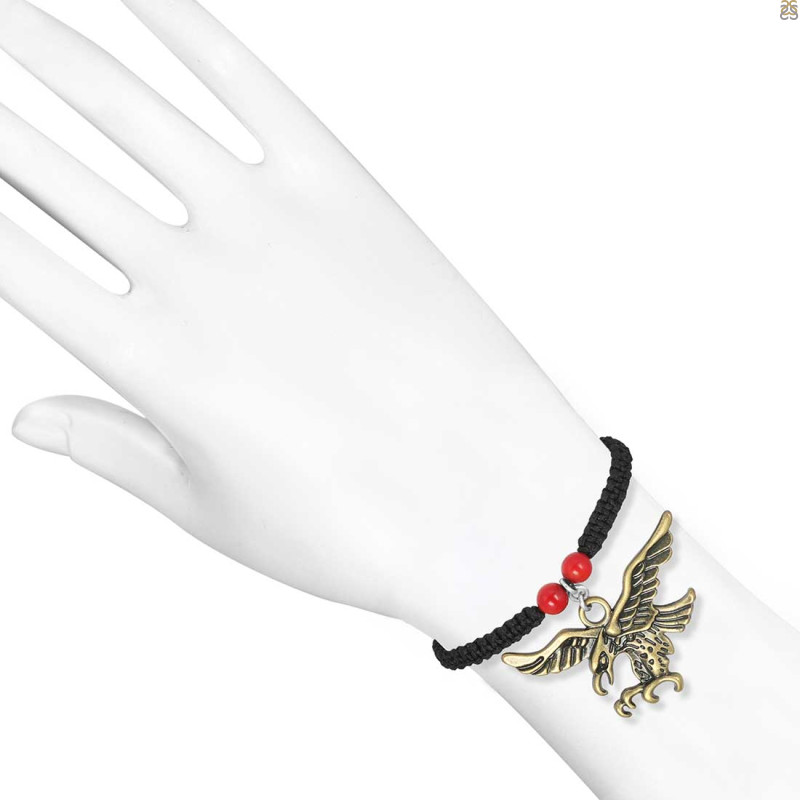 Red Coral / Eagle Amulet Charm Beaded Bracelet BDD-11-219