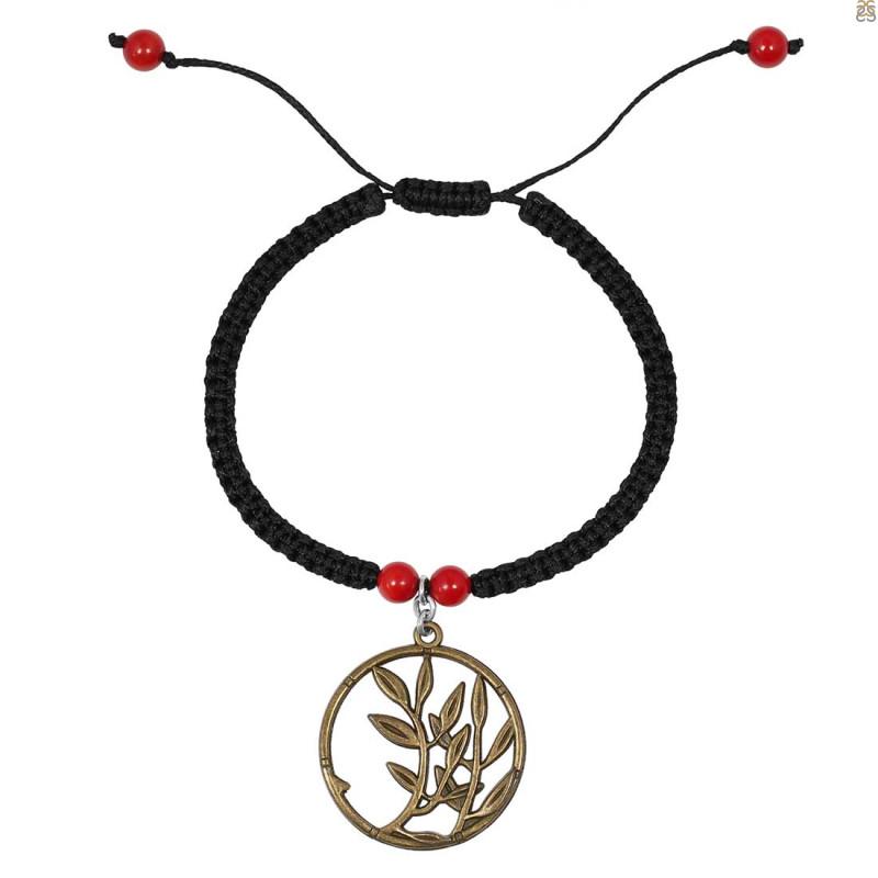 Red Coral / Olive Branch Charm Beaded Bracelet BDD-11-220