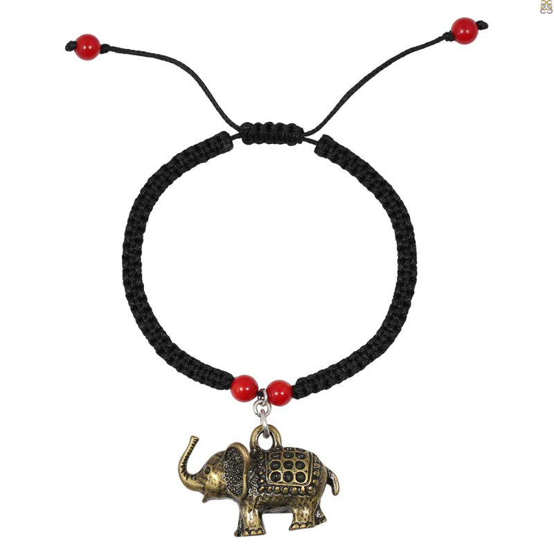 Red Coral / Ethnic Elephant Charm  Beaded Bracelet BDD-11-221