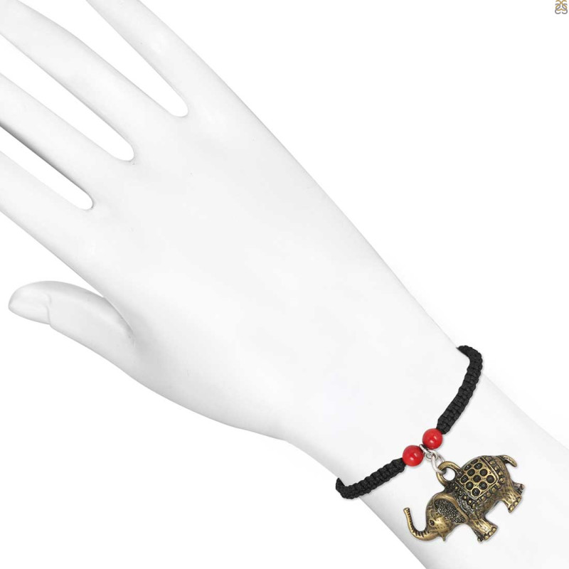 Red Coral / Ethnic Elephant Charm  Beaded Bracelet BDD-11-221