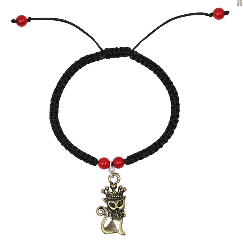Red Coral / Princess Kitty Cat Charms Beaded Bracelet BDD-11-223