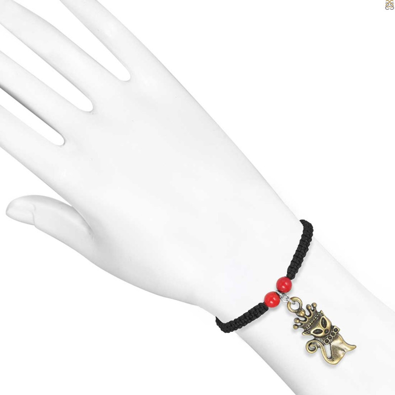 Red Coral / Princess Kitty Cat Charms Beaded Bracelet BDD-11-223
