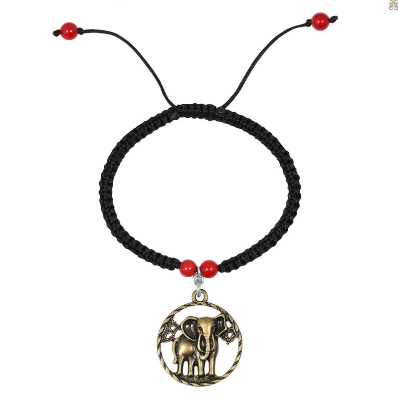 Red Coral / Elephant Charm Beaded Bracelet BDD-11-224