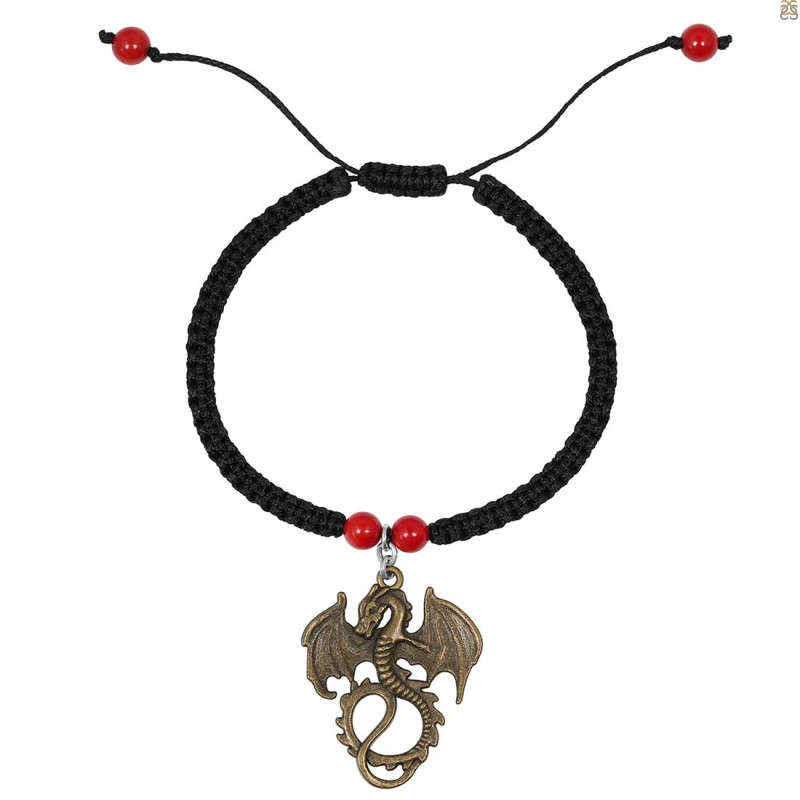 Red Coral / Flying Dragon Charm Beaded Bracelet BDD-11-229
