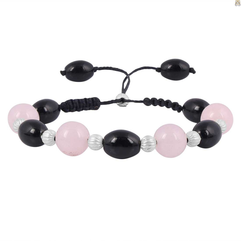 Chalcedony / Black Onyx Beaded Bracelet BDD-11-239