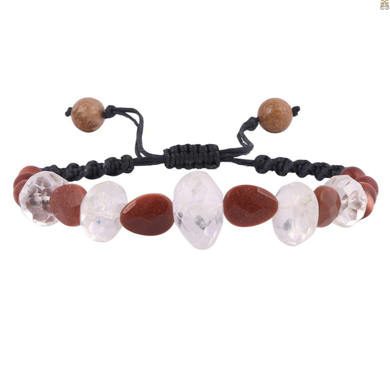Sunstone / Crystal / Brecciated Mookaite Beaded Bracelet BDD-11-242
