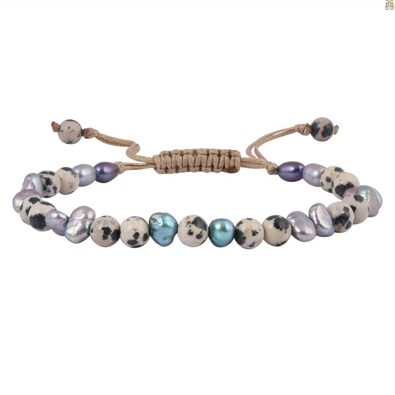 Delmefia Jasper / Pearl Beaded Bracelet BDD-11-243