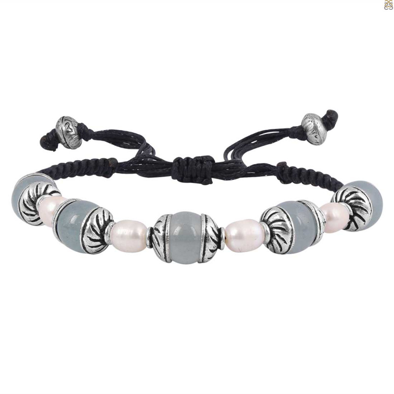 Aquamarine / Pearl Beaded Bracelet BDD-11-244