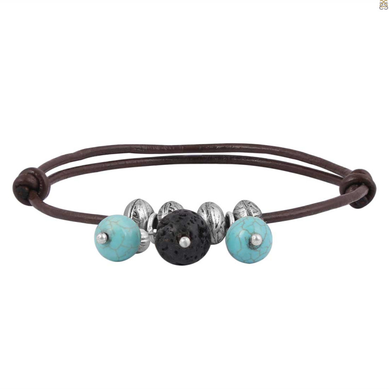 Lava / Turquoise Beaded Bracelet BDD-11-246