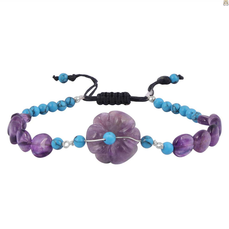 Amethyst / Turquoise Beaded Bracelet BDD-11-248