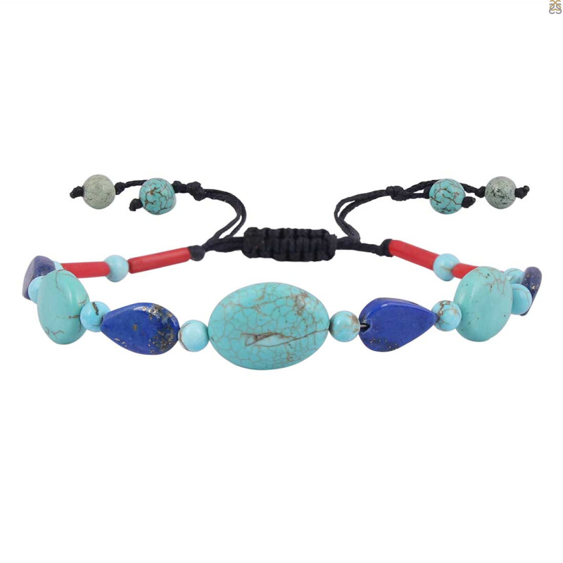 Lapis / Carnelian / Turquoise Beaded Bracelet BDD-11-256