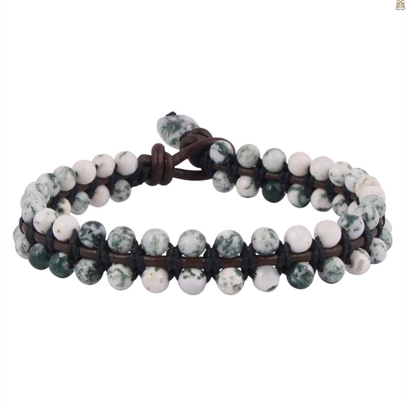 Moss Agate Beaded Bracelet BDD-11-263