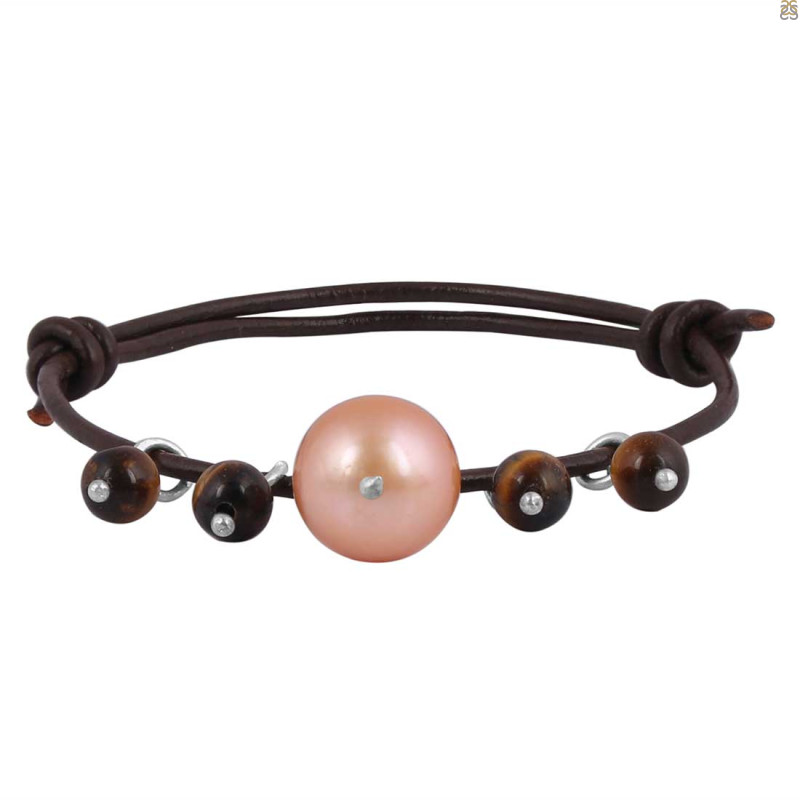 Tiger Eye / Pearl Beaded Bracelet BDD-11-270