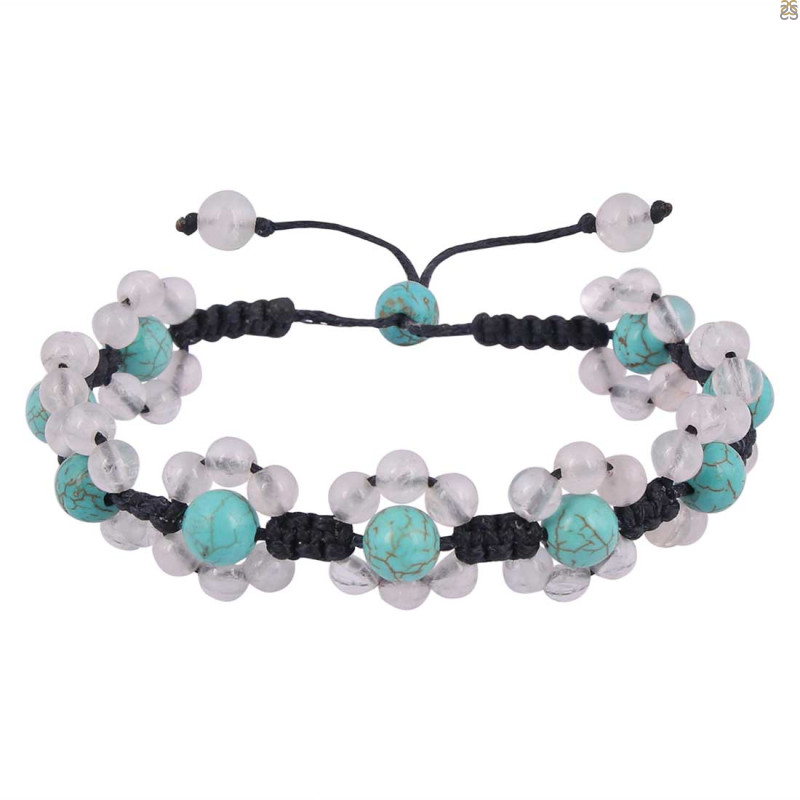 Turquoise / Rose Quartz Beaded Bracelet BDD-11-271
