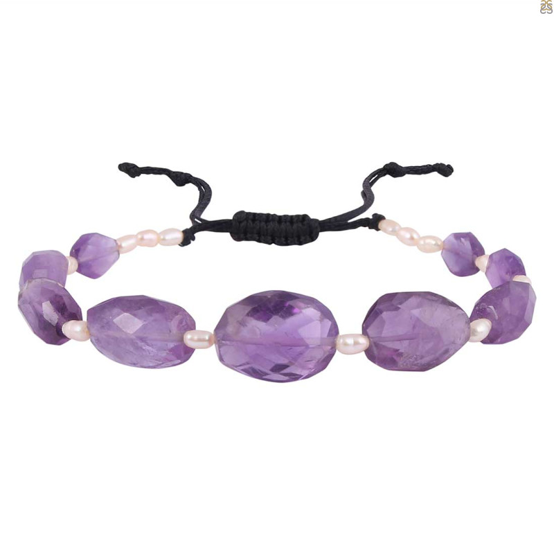 Amethyst / Pearl Beaded Bracelet BDD-11-277