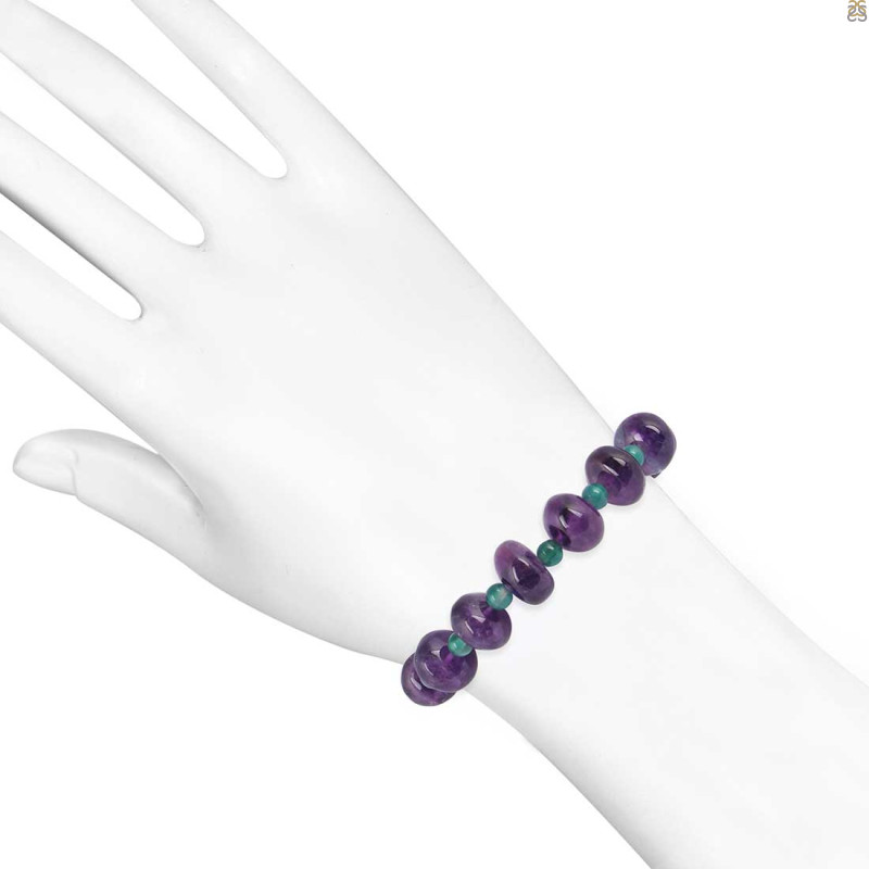 Amethyst / Green Onyx Beaded Bracelet BDD-11-287