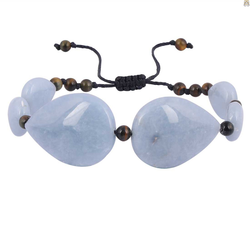 Angelite / Black Obsidian Beaded Bracelet BDD-11-292