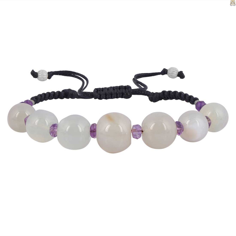 Chalcedony / Amethyst Beaded Bracelet BDD-11-297