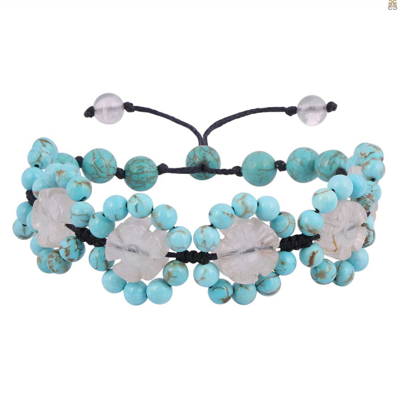 Rose Quartz / Turquoise Beaded Bracelet BDD-11-301