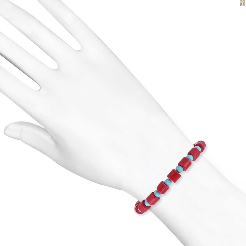 Turquoise / Red Coral Beaded Bracelet BDD-11-310