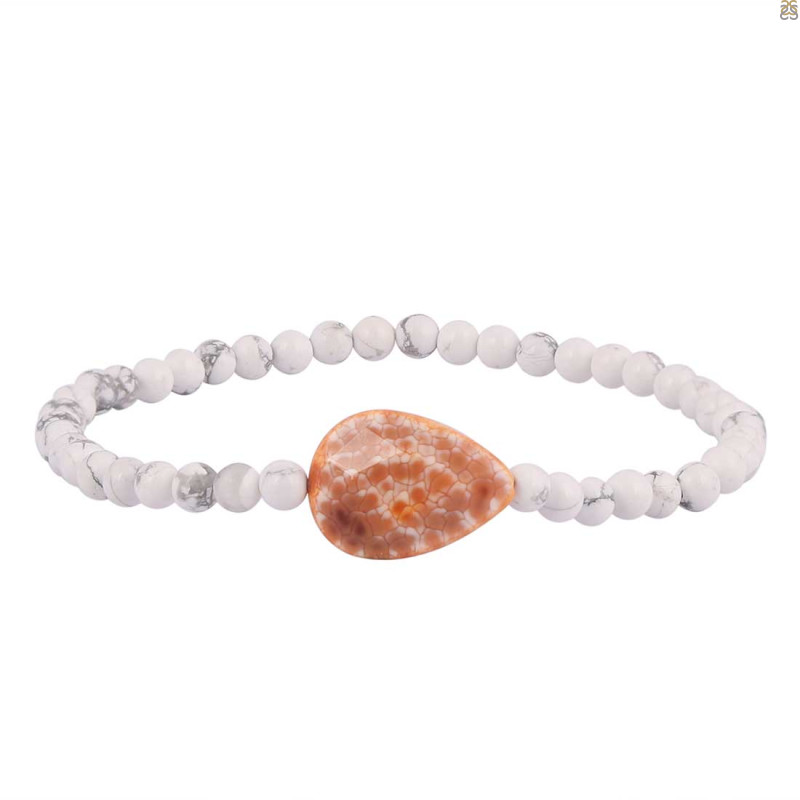Mexican Agate / Howlite Beaded Bracelet BDD-11-312