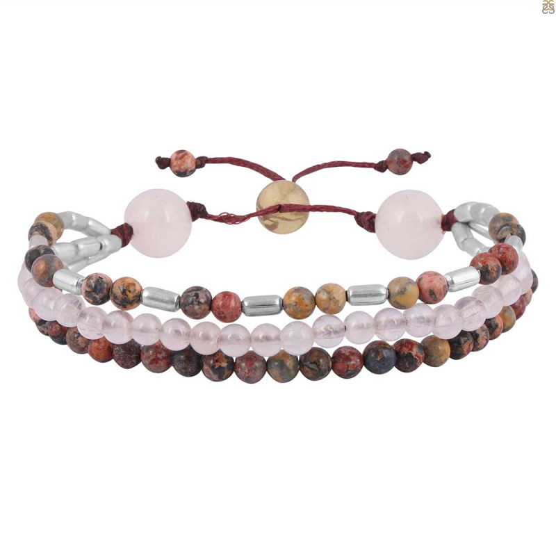Picture Jasper / Rose Quartz / Citrine Beaded Bracelet BDD-11-315