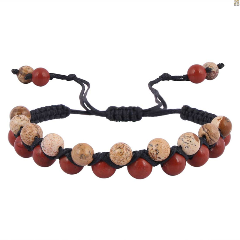 Brecciated Mookaite / Red Jasper Beaded Bracelet BDD-11-330