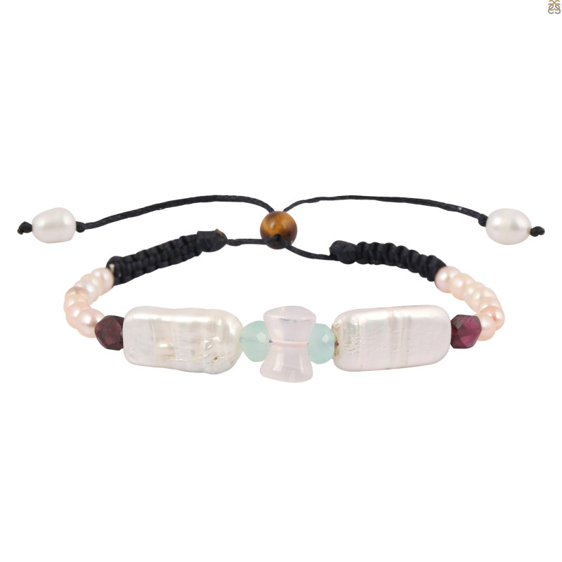 Rose Quartz / Chalcedony / Pearl / Garnet Beaded Bracelet BDD-11-73