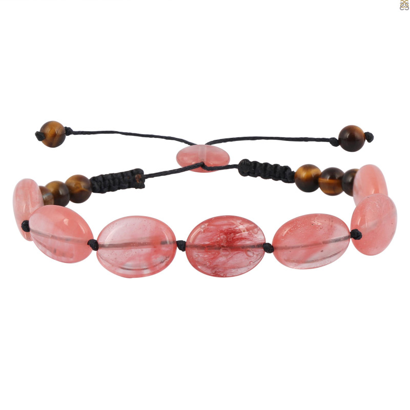 Cherry Agate / Tiger Eye Beaded Bracelet BDD-11-80