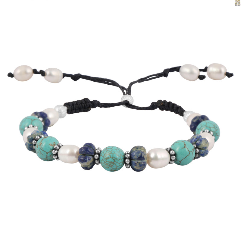 Turquoise / Pearl / Lapis Beaded Bracelet BDD-11-81