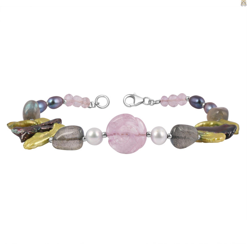 Amethyst / Pearl / Labradorite Beaded Bracelet BDD-11-86
