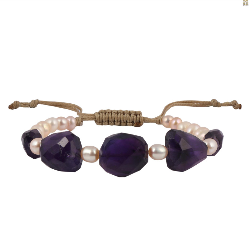 Amethyst / Pearl Beaded Bracelet BDD-11-88