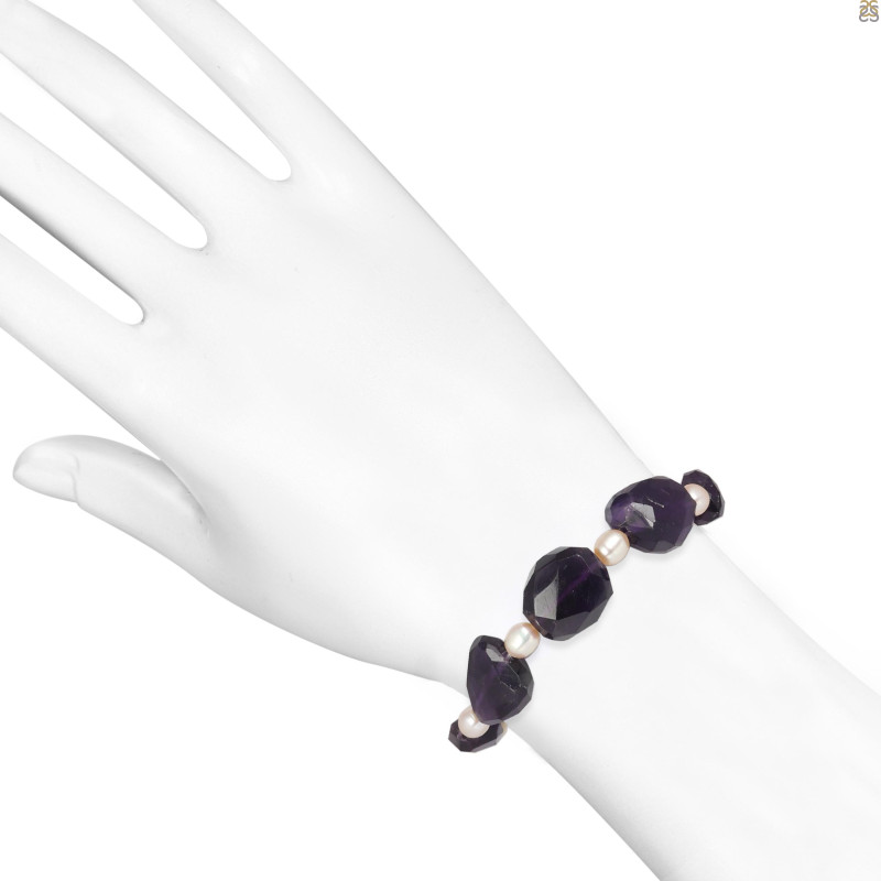 Amethyst / Pearl Beaded Bracelet BDD-11-88